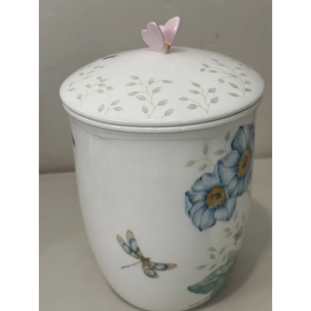 Lenox Porcelain Butterfly Meadow Large Canister with Lid 9